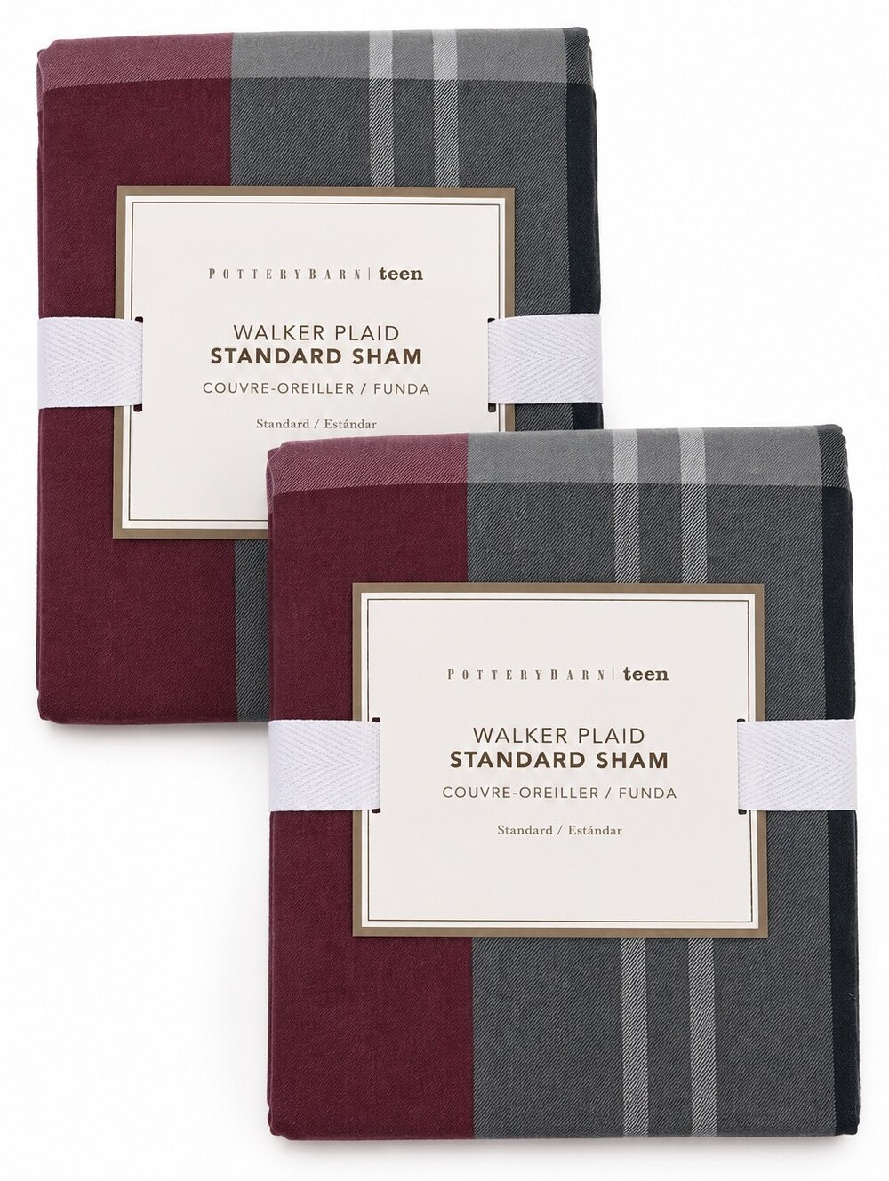 Pottery Barn Teen Walker Plaid Standard Shams Set of 2 NWT
